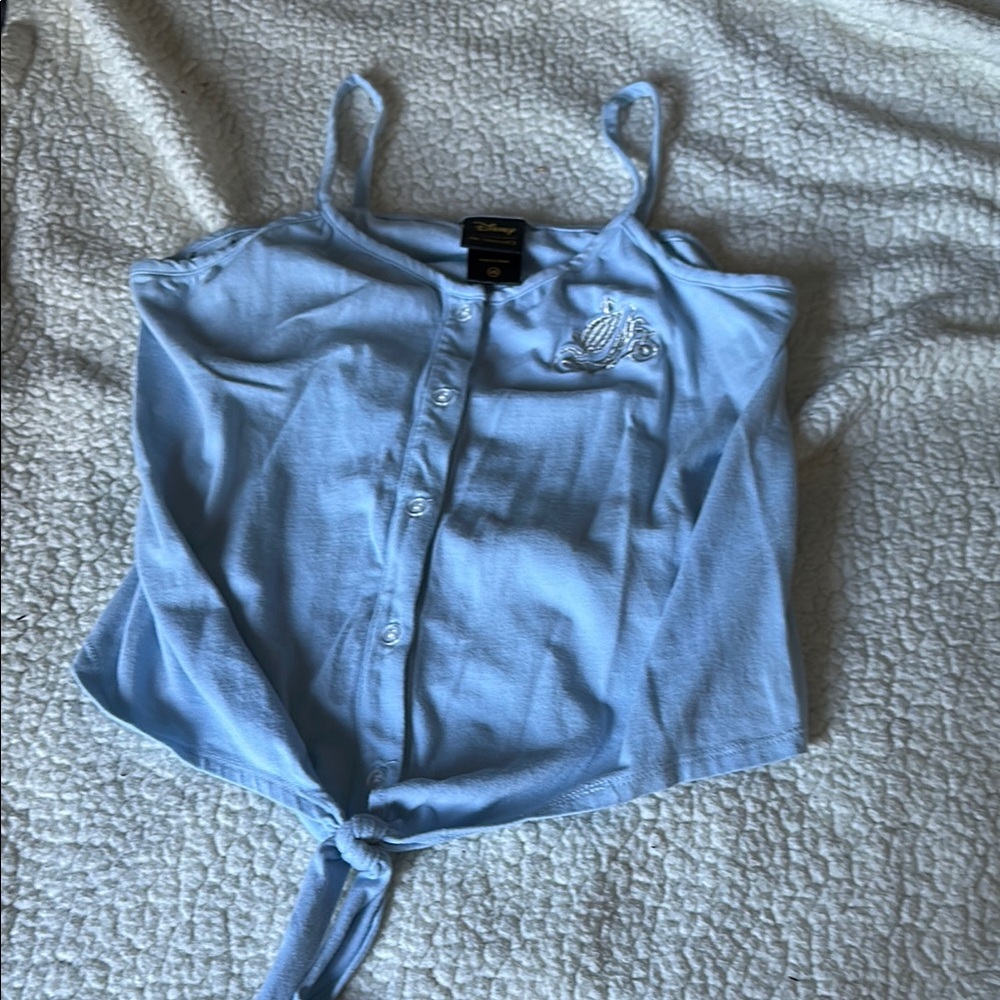EUC Her Universe Disney cinderella Blue Buttoned Tie Front Camisole tank top